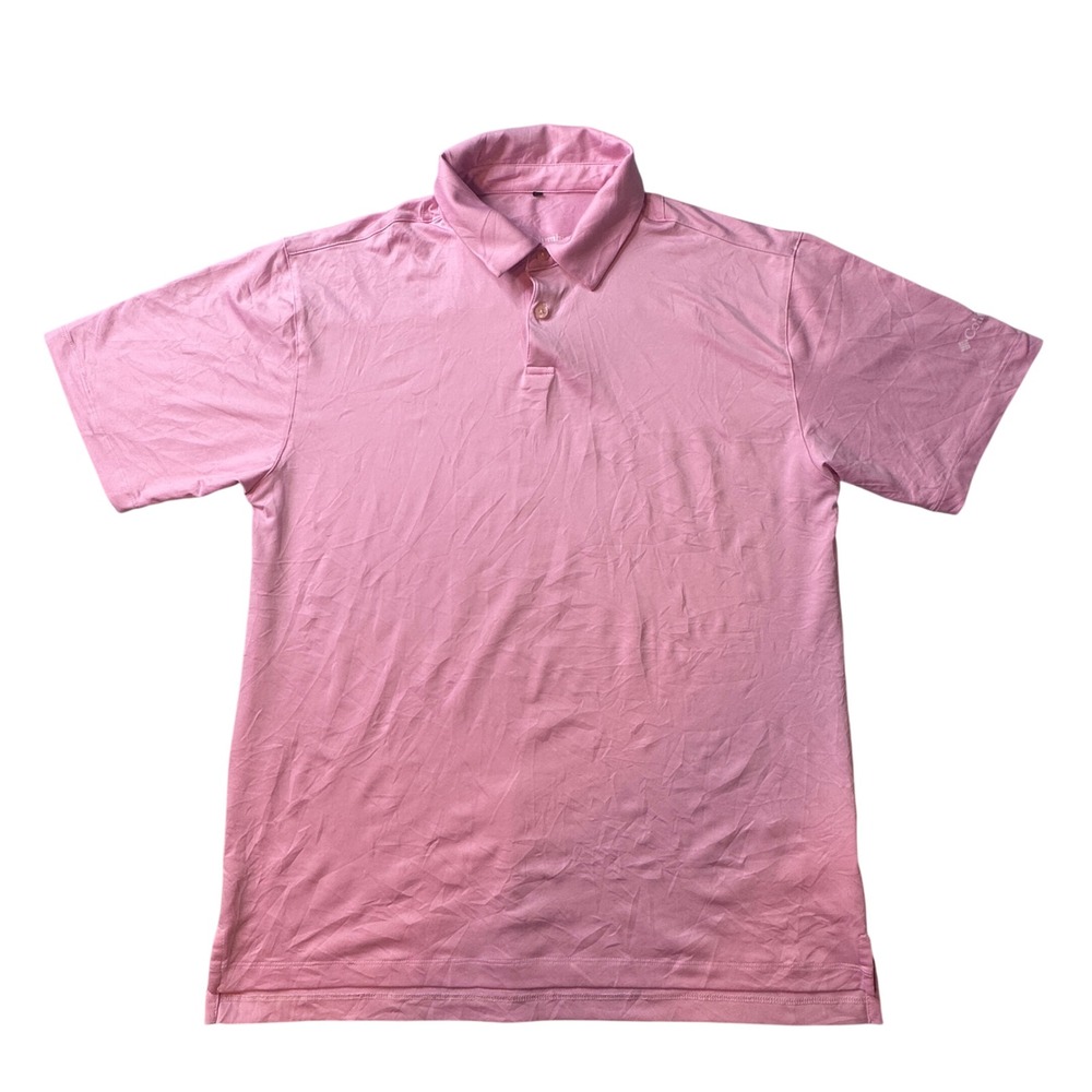 Columbia Polo Shirt Mens Medium Pink Golf Short Sleeve Performance Stretch 36140